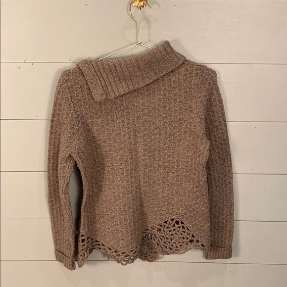 Moth Anthropologie cable knit lacy trim wool blend sweater size small - Picture 8 of 8